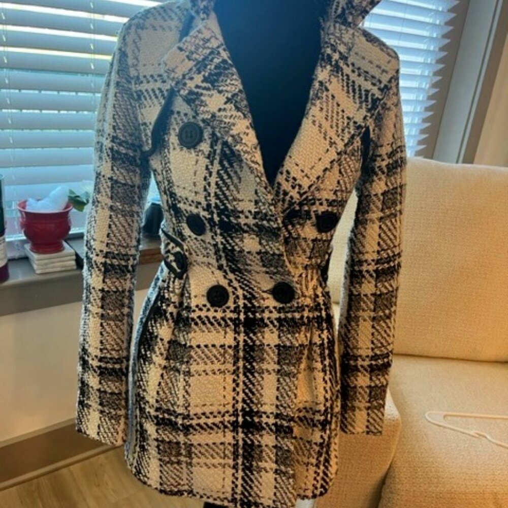 Tweed Black and White Pea Coat